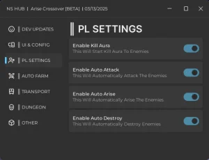 Arise Crossover Script – Auto Farm, Kill Aura, Auto Dungeon & more