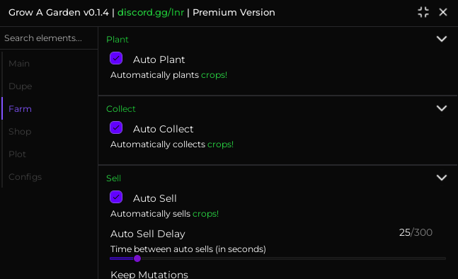 [🌱] Grow a Garden Auto Farm, Auto Plant, Auto Sell, Auto buy & More