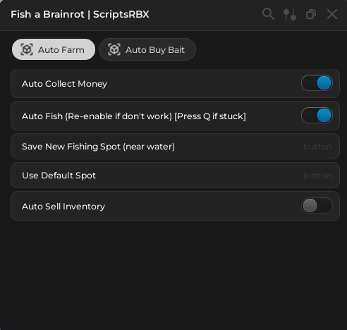 Fish a Brainrot Roblox script Auto Farm, Auto Collect Money, Auto Fish, Save Fishing Spot!