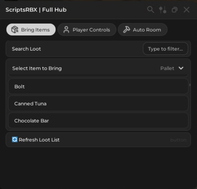 Roblox Build a Bunker script auto bring items and auto complete rooms