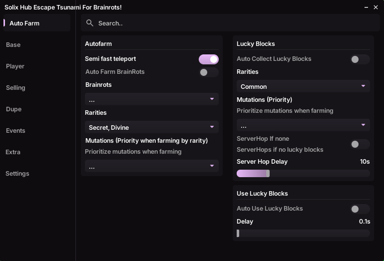 Escape Tsunami For Brainrots script auto farm GUI