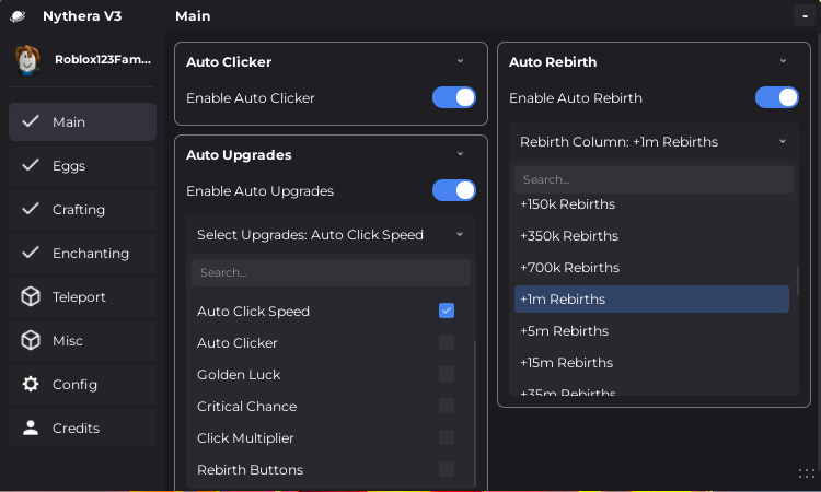 Tap Simulator Script GUI – Fast Auto Farm, Fast Click and Auto Rebirth Features