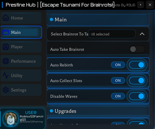 Escape Tsunami For Brainrots Script GUI – God Mode, Infinite Cash and Dupe Features Showcase