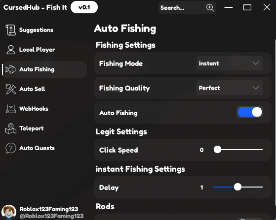 Fish It script showing keyless auto fishing and auto farm features in Roblox