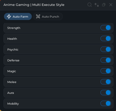 Anime Power League script UI showing auto train auto quest and auto farm features in Roblox